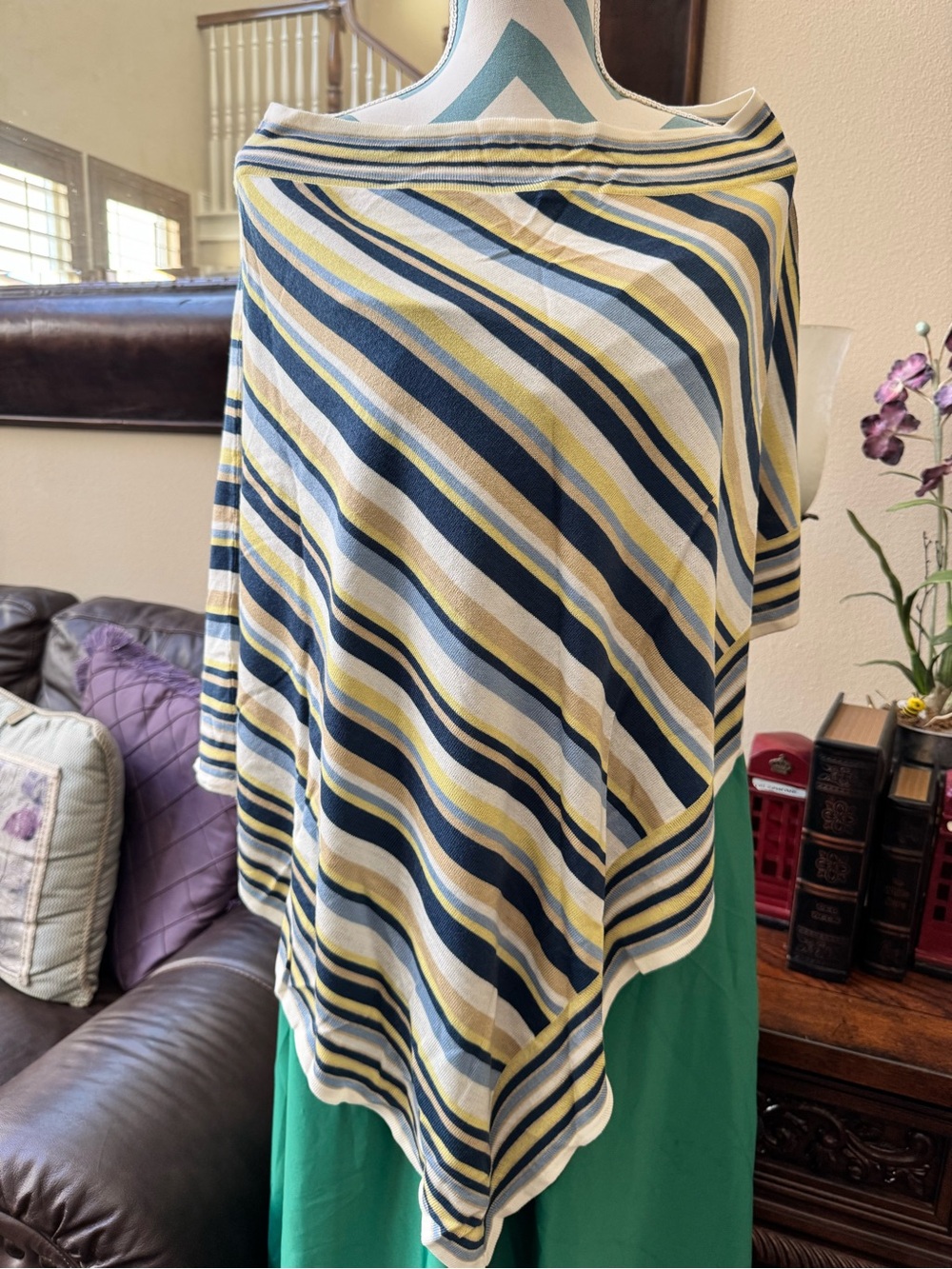 ✅ “Rampage” Striped Knit Women’s Poncho